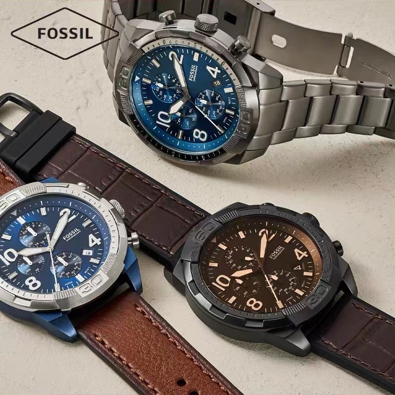 商品[国内直发] Fossil|FOSSIL化石手表黑色钢三眼计时商务休闲石英防水男表,价格¥569,第2张图片详细描述