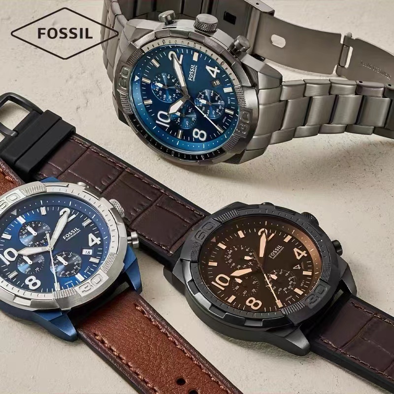 商品[国内直发] Fossil|FOSSIL化石手表黑色钢三眼计时商务休闲石英防水男表,价格¥574,第2张图片详细描述