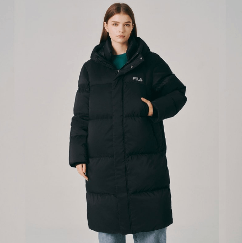 商品Fila|【享贝家】FILA 纯色过膝连帽羽绒服 冬季 情侣款 黑色 FS2DJE4103XBLK  ,价格¥925,第8张图片详细描述