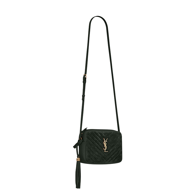 商品Yves Saint Laurent|SAINT LAURENT PARIS/圣罗兰 YSL 21新款LOU系列 女士深绿色绗缝绒面牛皮革单肩斜挎相机包,价格¥9893,第3张图片详细描述