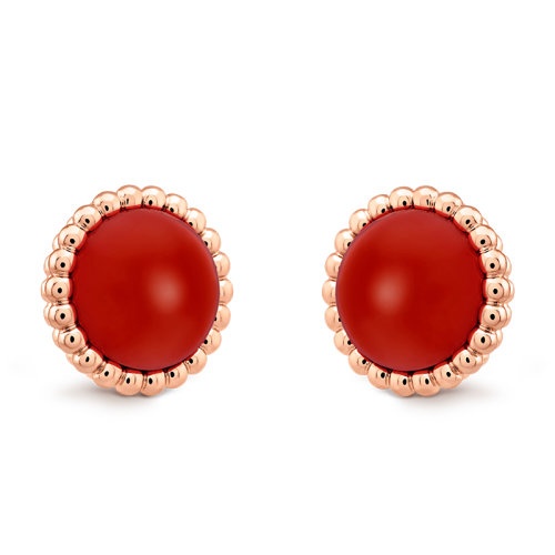 商品Van Cleef & Arpels|Van Cleef & Arpels/梵克雅宝 Perlée系列 女士18K金玫瑰金镶嵌红玛瑙圆形耳钉VCARP4E000,价格¥23060,第3张图片详细描述