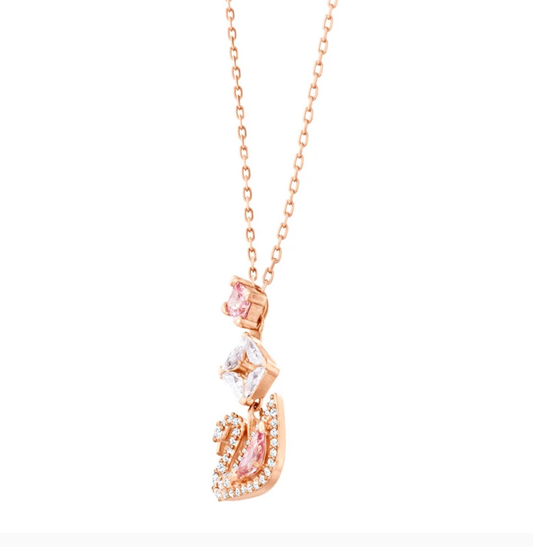 商品[国内直发] Swarovski|Swarovski 施华洛世奇 女士镀玫瑰金色粉色天鹅吊坠项链 5473024,价格¥515,第5张图片详细描述