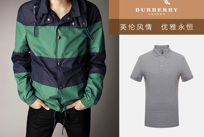 商品[国内直发] Burberry|Burberry 博柏利 男士灰色纯棉短袖POLO衫 3904553,价格¥1337,第20张图片详细描述