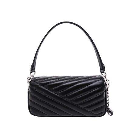 商品[国内直发] Tory Burch|汤丽柏琦 TB女包奢侈品Kira衍缝皮革黑色腋下包手提单肩包法棍包小号 84999-001,价格¥584,第4张图片详细描述