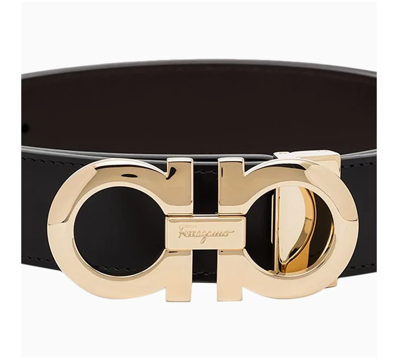 商品[国内直发] Salvatore Ferragamo|SALVATORE FERRAGAMO 男士黑色标志扣双面腰带 67-5542-724126【包装随机，部分无包装盒】,价格¥2922,第4张图片详细描述
