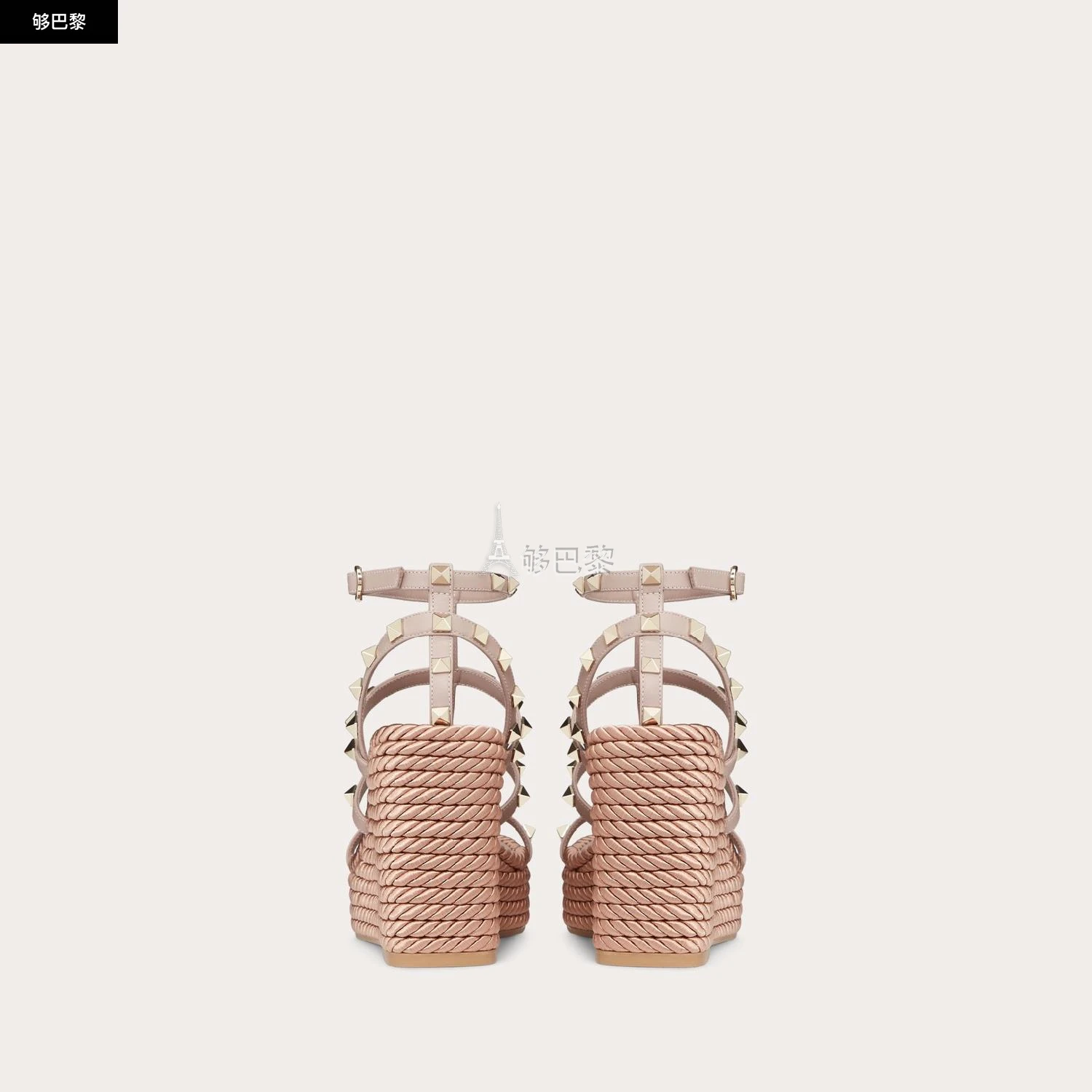商品Valentino|【预售】 华伦天奴 25春夏 女士 坡跟鞋 SANDALES COMPENSÉES ROCKSTUD À BRIDES EN VEAU. TALON : 95 MM 4W2S0F95BAE_P45 ,价格¥6855,第6张图片详细描述