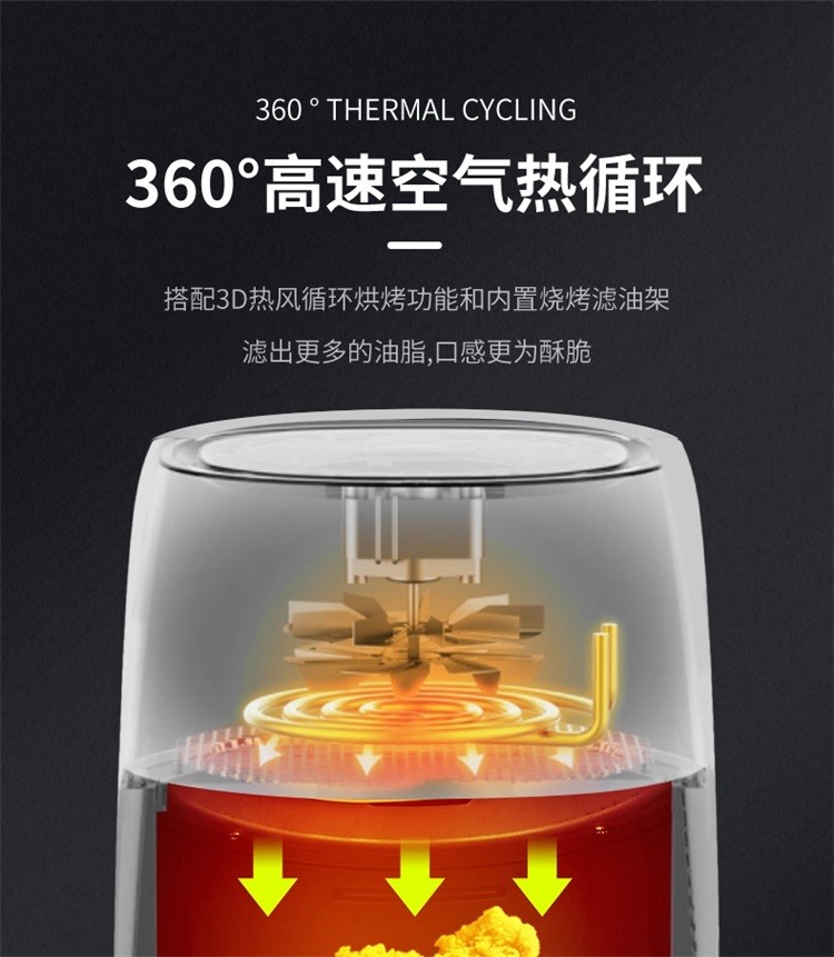 商品[国内直发] SILENCARE|无言智能云空气炸锅 家用智能不沾易清洗无油煎炸无油烟定时多功能电炸无油健康低卡低脂连接米家 白色,价格¥244,第9张图片详细描述
