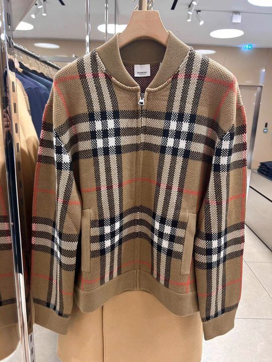 商品Burberry|【现货】博柏丽 男士棕色拼色羊毛拉链针织开衫 80911641,价格¥3237,第4张图片详细描述