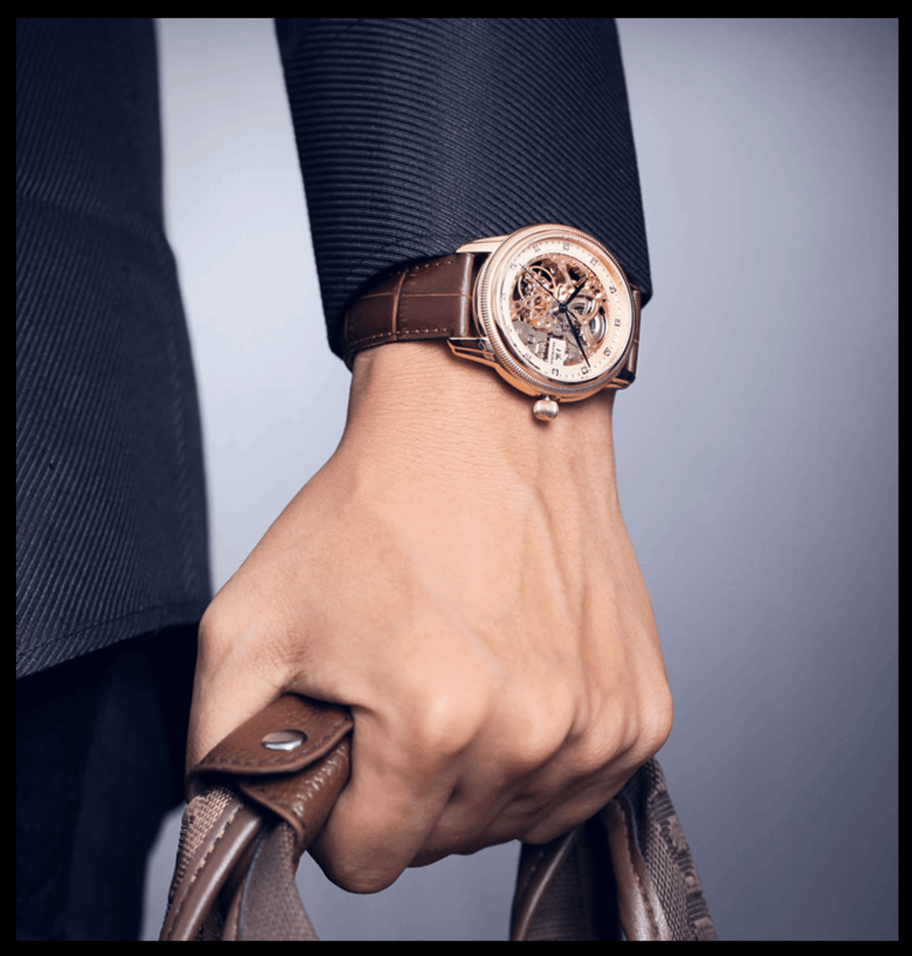 商品[国内直发] SHANGHAI WATCH|国民系列 镂空透底镶钻时尚男士腕表,价格¥1267,第6张图片详细描述