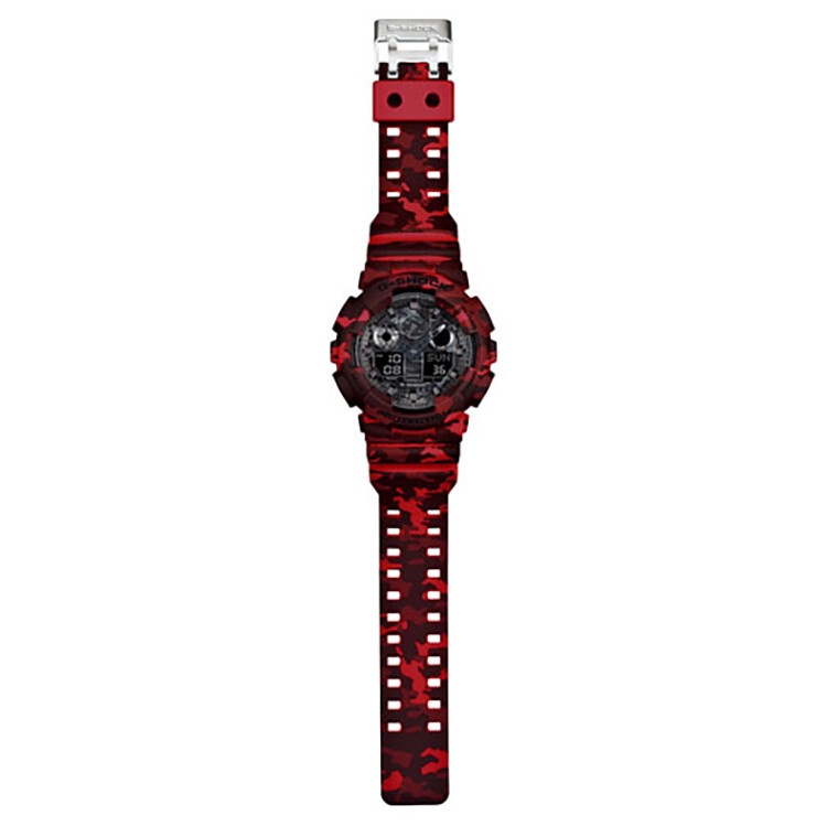 商品Casio|卡西欧（CASIO）手表G-SHOCK系列迷彩运动双显示防震电子男表 红色迷彩GA-100CM-4A-红色-GA-100CM-4A,价格¥1072,第7张图片详细描述