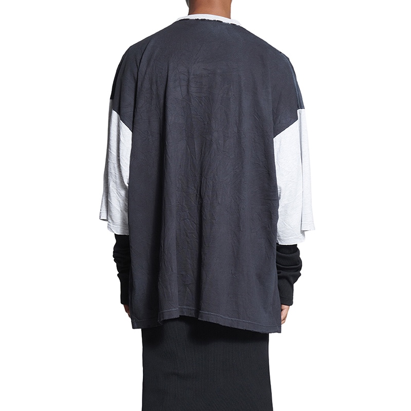 商品Balenciaga|Balenciaga/巴黎世家 UNITY系列 男士黑色/浅灰色纯棉七分袖T恤699190TMVC81208,价格¥3969,第3张图片详细描述