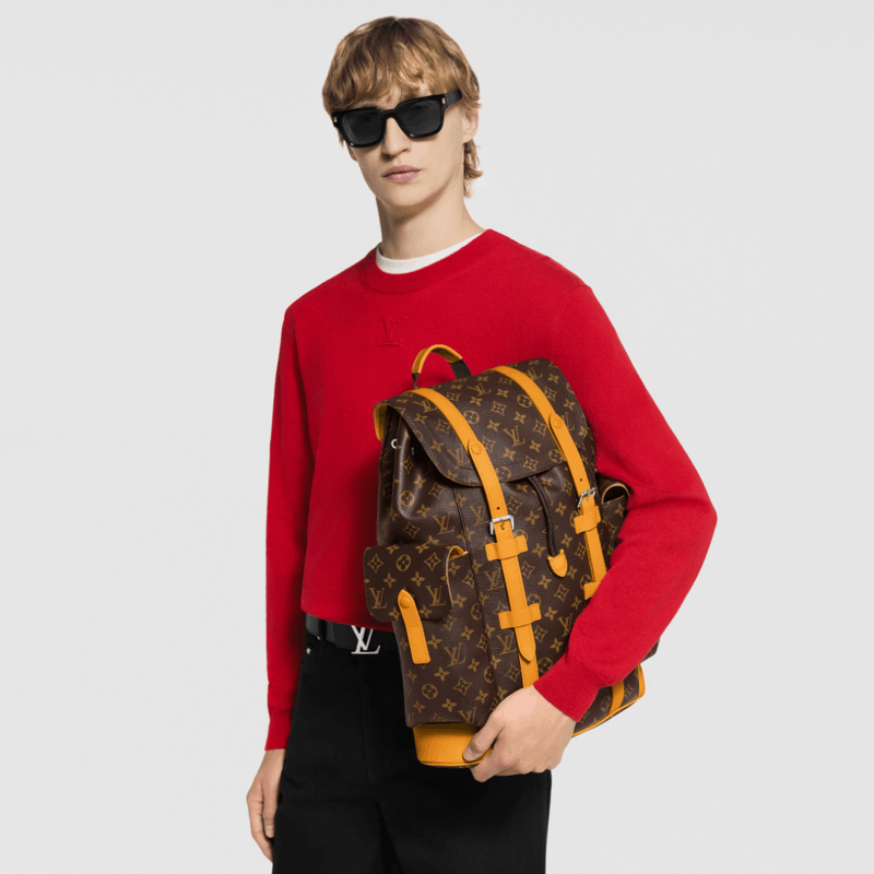 商品Louis Vuitton|【预售十天】路易威登 男士棕色/黄色老花帆布/牛皮双肩包 M13202,价格¥25734,第7张图片详细描述