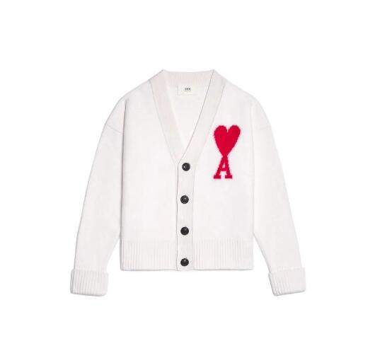 商品AMI|AMIPARIS 印花LOGO系扣长袖针织衫 男女同款 米白色黑色（香港仓发货）,价格¥2455,第9张图片详细描述
