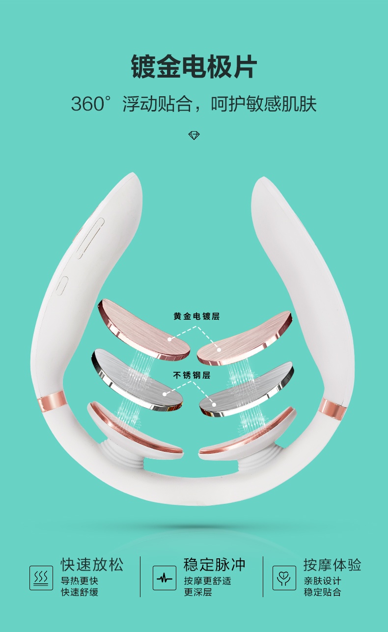 商品[国内直发] SKG|颈椎按摩器 按摩仪电脉冲热敷护颈仪 施华洛世奇元素K6水晶限量款颈部按摩仪肩颈护颈仪,价格¥479,第19张图片详细描述