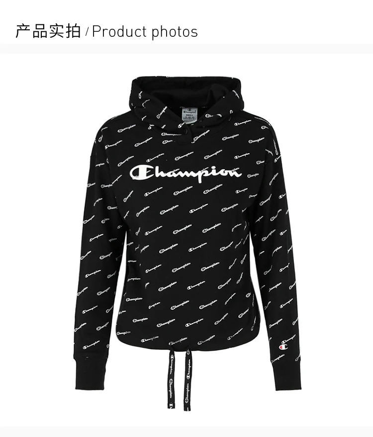 商品CHAMPION|Champion 女士黑色连帽卫衣运动衫上衣 111797-KL001,价格¥220,第6张图片详细描述