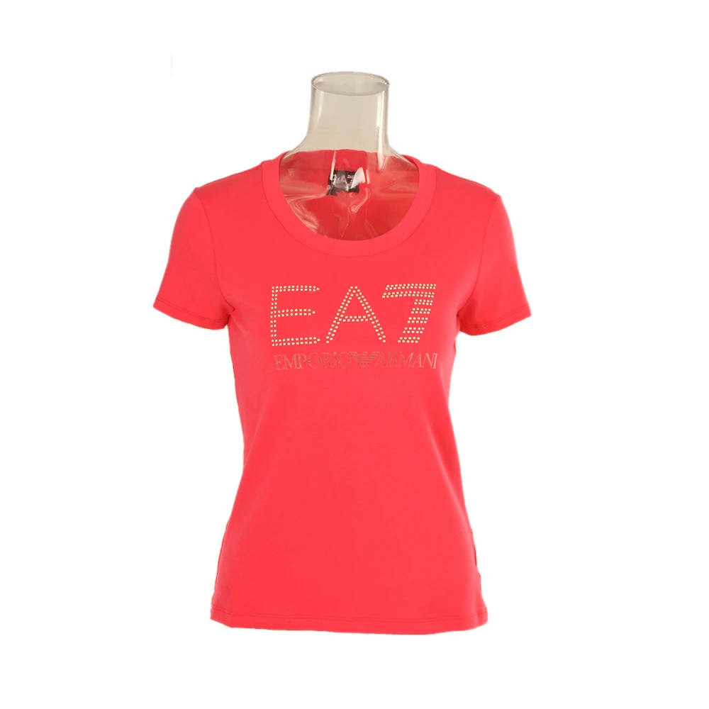 商品Emporio Armani|Emporio Armani 安普里奥 阿玛尼 桃红色棉氨纶女士T恤 3YTT81-J12Z-1445,价格¥426,第1张图片详细描述