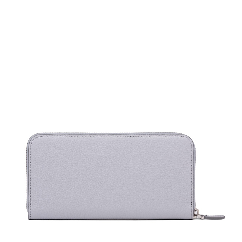 商品Prada|PRADA/普拉达 22春夏新款 女士大号矢车菊蓝灰色皮革金属徽标压纹银扣长款钱包1ML506_2BBE_F0591,价格¥6621,第5张图片详细描述