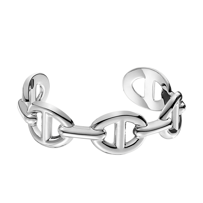 商品Hermes| HERMES/爱马仕 经典Chaîne d'Ancre Enchaînée系列 大号925纯银猪鼻子链环手链H109508B,价格¥6640,第2张图片详细描述