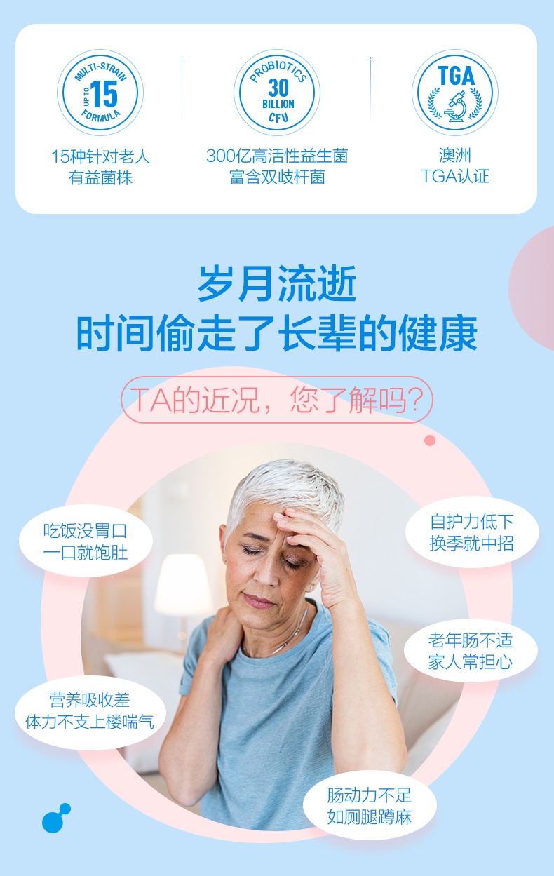 商品Life Space|澳洲进口LifeSpace老人益生菌肠道胶囊60粒均衡调理,价格¥186,第2张图片详细描述