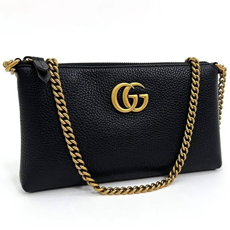 商品Gucci|古驰 女士黑色皮革双G方形链条拉链开合单肩包 779795A7M0T1000,价格¥4998,第6张图片详细描述