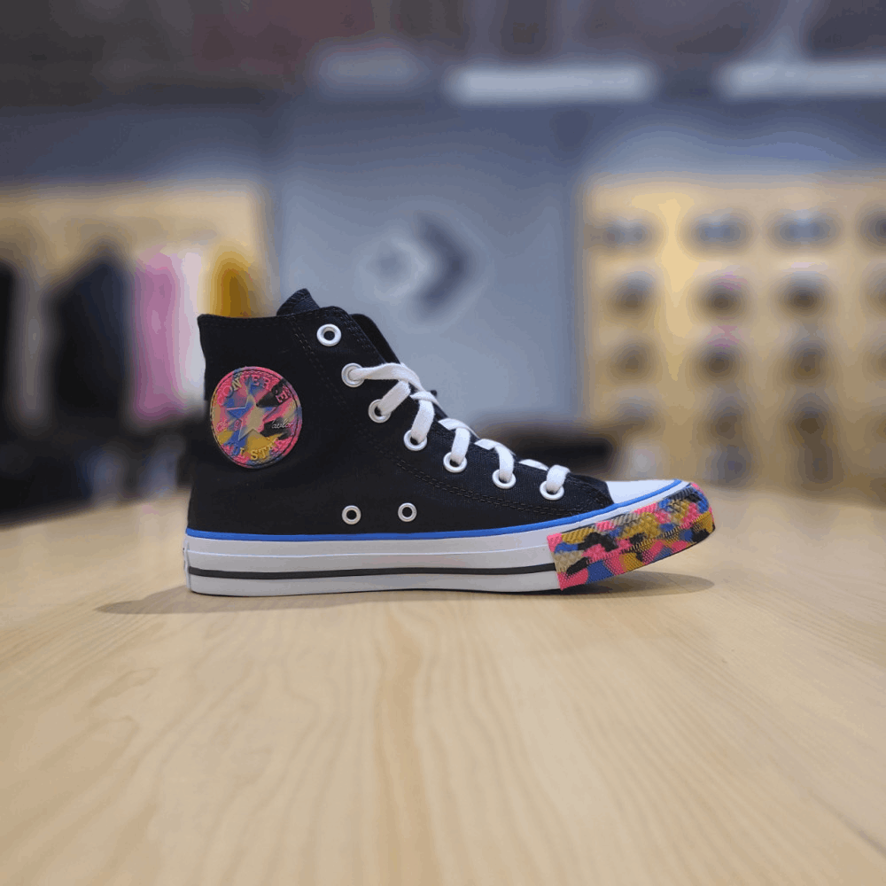 商品Converse|【韩国直邮|包邮包税】匡威 女士 CHUNK TAYLOR ALL STAR Floral 黑色 高鞋 CTAS HI 黑色/DIGITAL BLUE/HYPER PINK 570291C,价格¥348,第1张图片详细描述