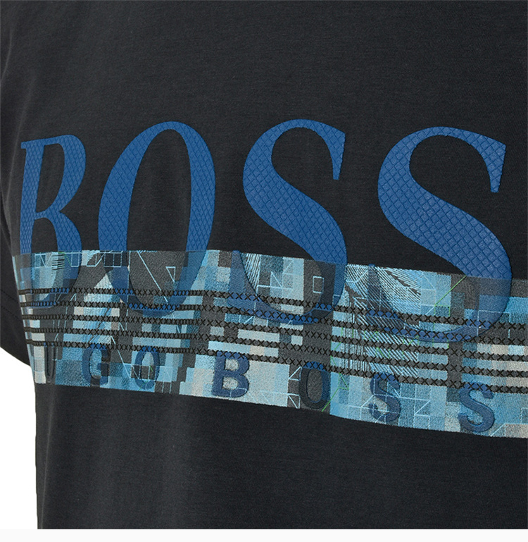 商品[国内直发] Hugo Boss|Hugo Boss 雨果博斯 男士深蓝色蓝字棉质短袖T恤 TEE6-50383413-410,价格¥594,第26张图片详细描述