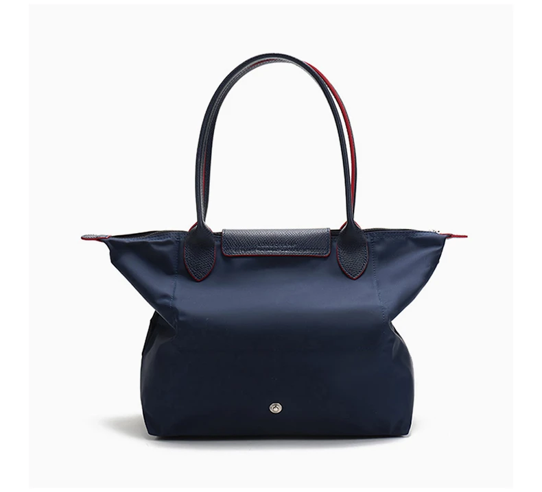 商品Longchamp|LONGCHAMP 女士海军蓝色拉链尼龙刺绣奔马围标托特包 2605619-556,价格¥838,第4张图片详细描述