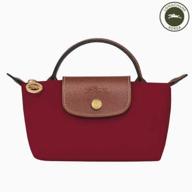 商品Longchamp|【SAvenue】LONGCHAMP 珑骧 帆布拼牛皮饺子包手提包 mini款 女款 深红色拼棕色(提示：保税仓货品一人不可超过5单) 3597922210176（34175089P59-22F）,价格¥437,第1张图片详细描述