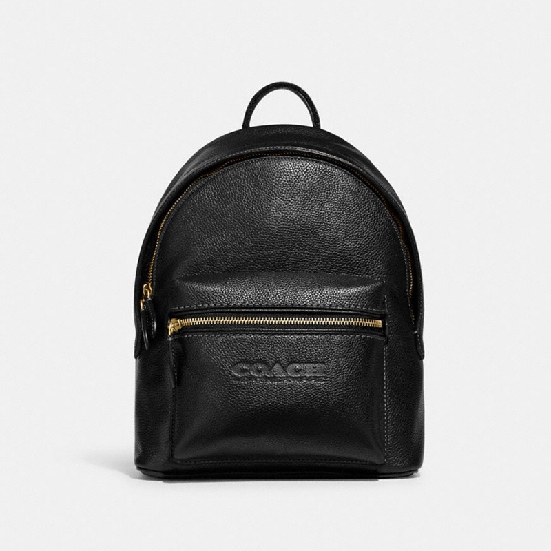 商品[国内直发] Coach|蔻驰Charter32皮革拉链开合双肩包小号男女同款黑色,价格¥3062,第1张图片详细描述