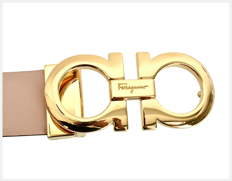 商品[国内直发] Salvatore Ferragamo|Salvatore Ferragamo 菲拉格慕 女士裸色牛皮十字纹金扣双面可调式GANCINI腰带 23-A564-18CALFNBIS【包装随机，部分无包装盒】,价格¥2024,第5张图片详细描述
