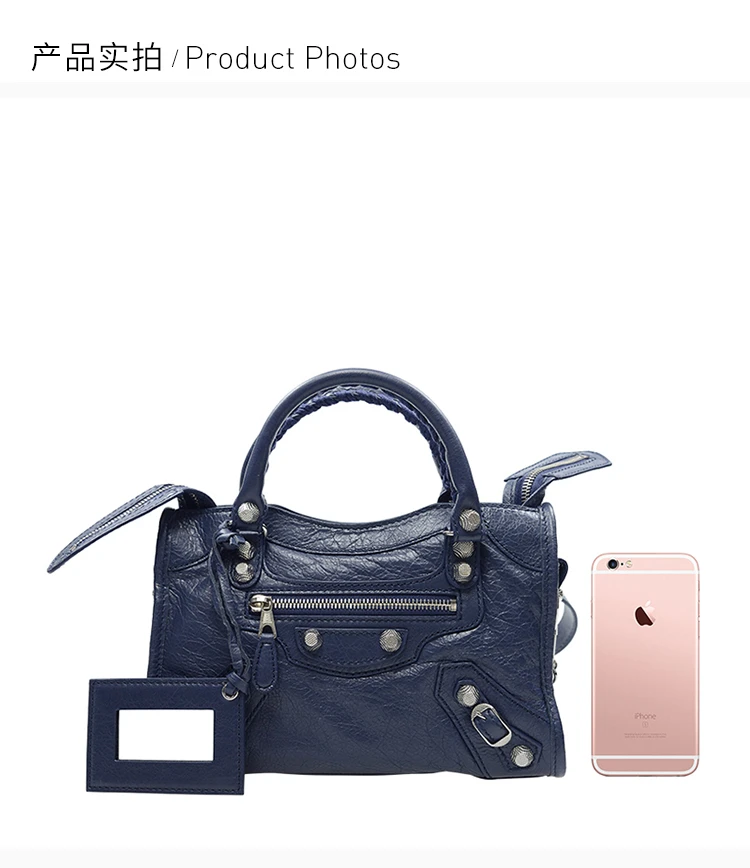 商品[国内直发] Balenciaga|Balenciaga 巴黎世家 女士蓝色羊皮手提斜挎包 309544-D94JN-1365,价格¥8123,第3张图片详细描述