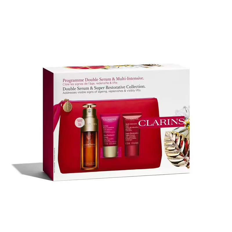商品Clarins|娇韵诗2022限量护肤3件套 双萃精华50ml+花样年华玫瑰面霜15ml+花样年华晚霜15ml,价格¥689,第12张图片详细描述