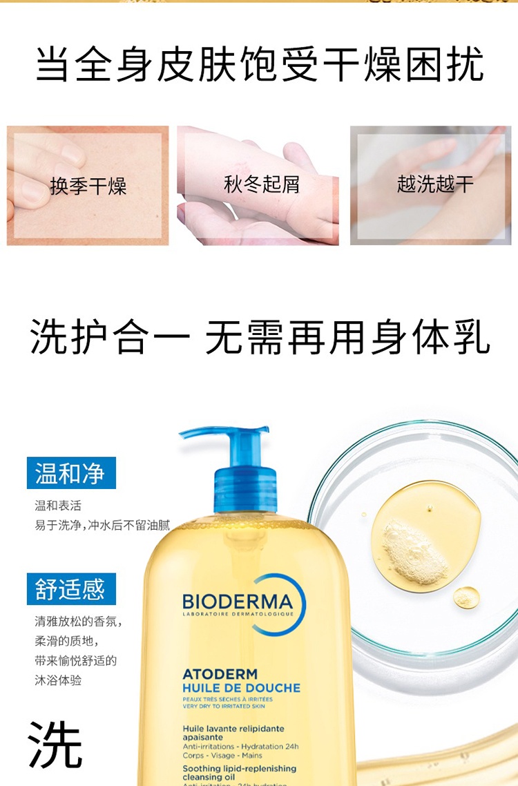 商品Bioderma|Bioderma贝德玛滋润保湿留香嫩肤沐浴露200-1000ml 孕妇可用,价格¥138,第4张图片详细描述
