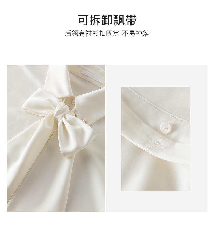 商品[国内直发] GLENVINTEN|格岚云顿新款时尚简约蝴蝶结雪纺衬衫女长袖气质飘带衬衣,价格¥222,第6张图片详细描述