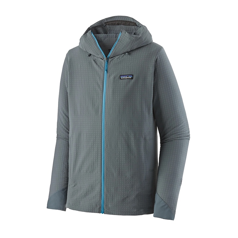 商品Patagonia|Patagonia/巴塔哥尼亚 男士羽毛灰色涤纶混纺徽标拉链连帽杉,价格¥2122,第2张图片详细描述