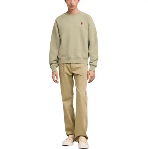 商品[国内直发] AMI|AMIPARIS SS24 圆领套头爱心刺绣图案纯棉长袖卫衣 男女同款 绿色,价格¥2133,第3张图片详细描述