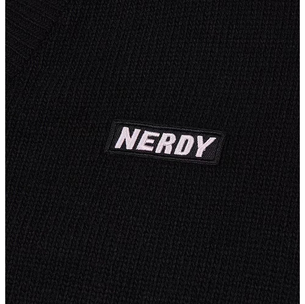 商品NERDY|【享贝家】NERDY休闲绣标羊毛针织开衫  男女同款 黑色（预售款，10天发货）PNEF21KK07,价格¥350,第4张图片详细描述