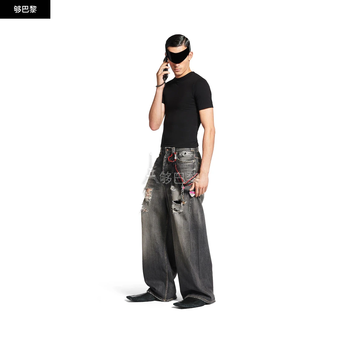 商品Balenciaga|【预售】 巴黎世家 25春夏 男士 休闲裤 Men's Charms Baggy Pants in Dark Grey 831693TSW671441 ,价格¥17663,第5张图片详细描述