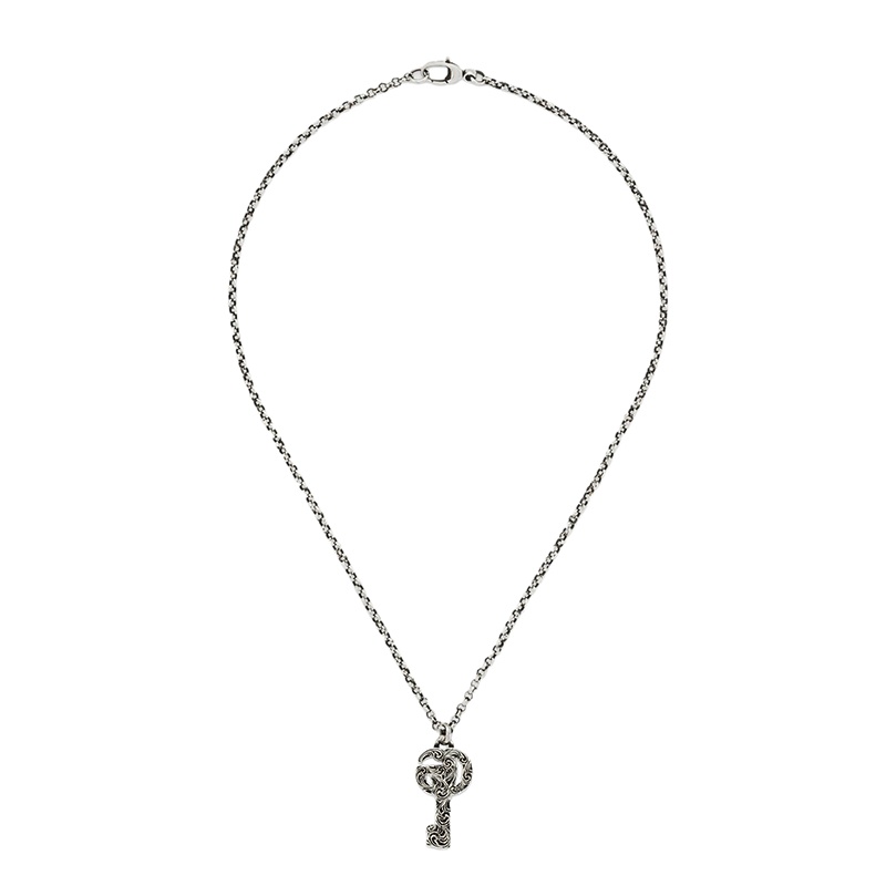 商品Gucci|GUCCI/古驰 经典款 925银双G钥匙雕刻蔓藤花纹图案吊坠项链,价格¥3096,第3张图片详细描述