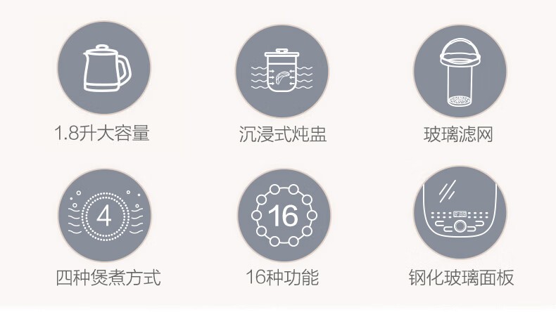 商品[国内直发] Bear|小熊（Bear）养生壶热水壶煮茶器 煮茶壶 电水壶 恒温电热水壶 保温花茶燕窝壶 YSH-C18S2带炖盅1.8L 烧水壶,价格¥252,第2张图片详细描述