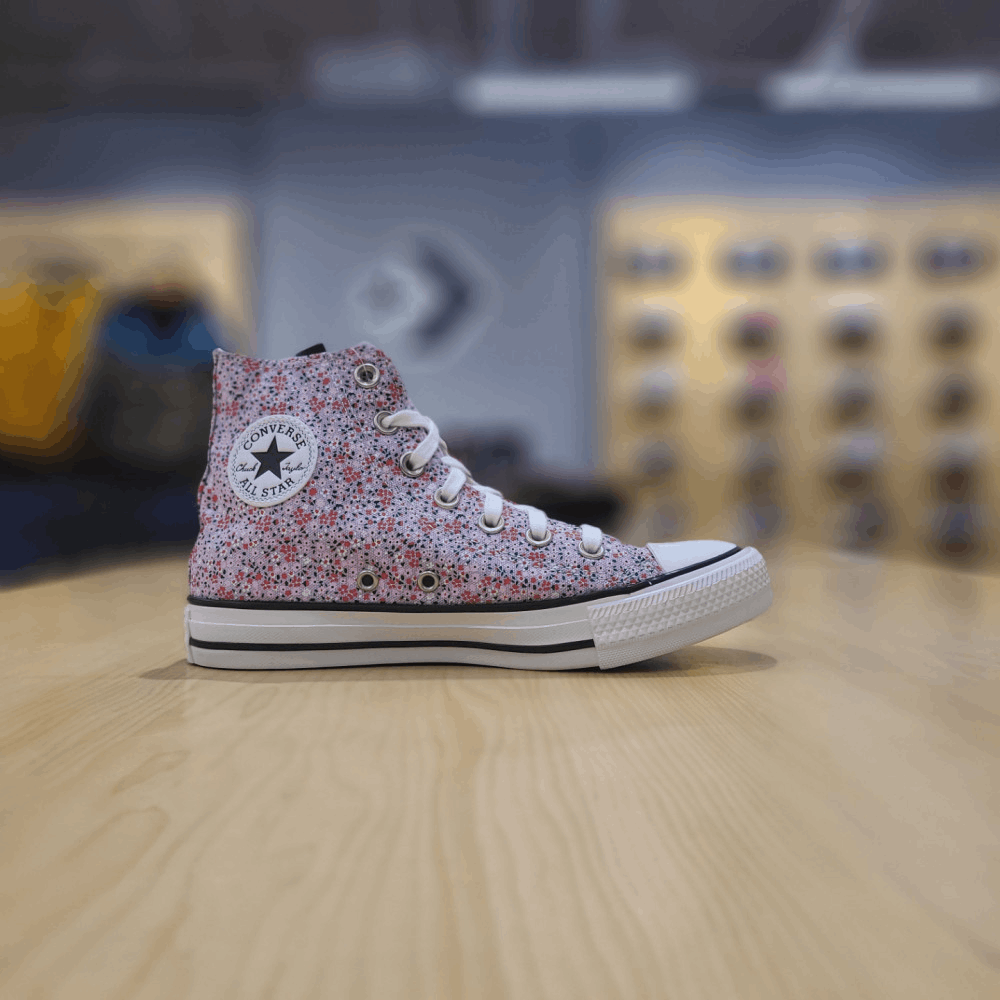 商品【预售商品15天发货】 Converse|【韩国直邮|包邮包税】匡威 女士 CHUNK TAYLOR ALL STAR 夏季 牛仔 怀旧款 白色 粉色 高腰 运动鞋 CTAS HI VINTAGE 白色/粉红色 FOAM 571890C,价格¥375,第1张图片详细描述