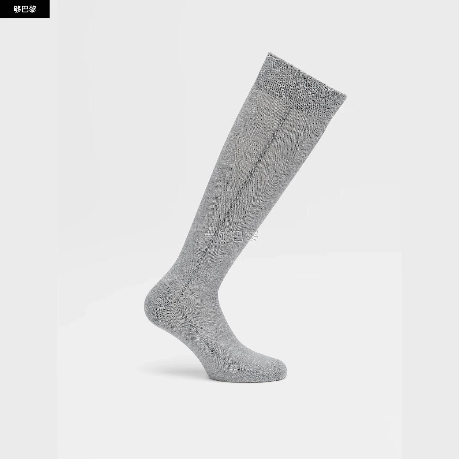 商品Zegna|包邮包税【预售7天发货】 ZEGNA杰尼亚 23秋冬 男士 袜子 LIGHT GREY MÉLANGE LYOCELL BLEND BAGUETTE MID CALF SOCKS N5V40-571-052,价格¥652,第6张图��片详细描述