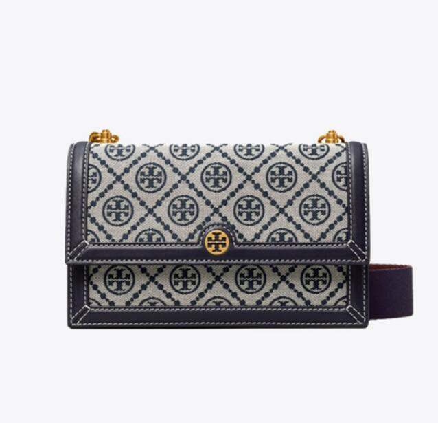 商品Tory Burch|汤丽柏琦单肩斜挎包女款深蓝棕色（香港仓发货）,价格¥3110,第2张图片详细描述