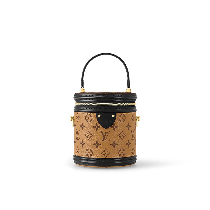 商品Louis Vuitton|【预售十天】路易威登 女士驼色帆布老花/小牛皮饰边金色五金拉链开合可拆卸可调节肩带圆桶包,价格¥20527,第8张图片详细描述