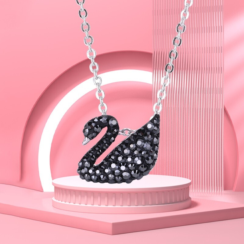 商品[国内直发] Swarovski|SWAROVSKI 施华洛世奇 小黑天鹅吊坠项链锁骨链 5347330【小号黑天鹅】,价格¥377,第1张图片详细描述