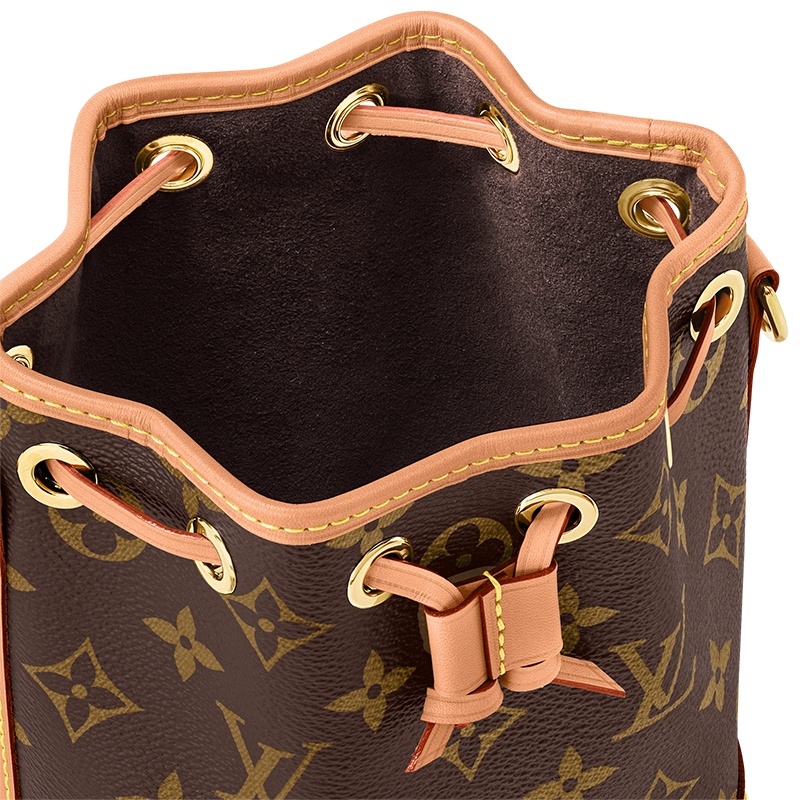商品Louis Vuitton|【现货】路易威登 Nano Noé棕色帆布配皮可调节拆卸肩带斜挎包 M81266,价格¥13907,第6张图片详细描述