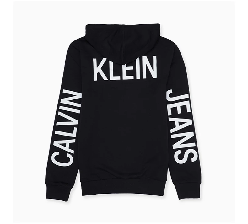 商品[国内直发] Calvin Klein|CALVIN KLEIN 男士黑色后背字母印花拉链连帽卫衣 41AC278-001,价格¥466,第5张图片详细描述