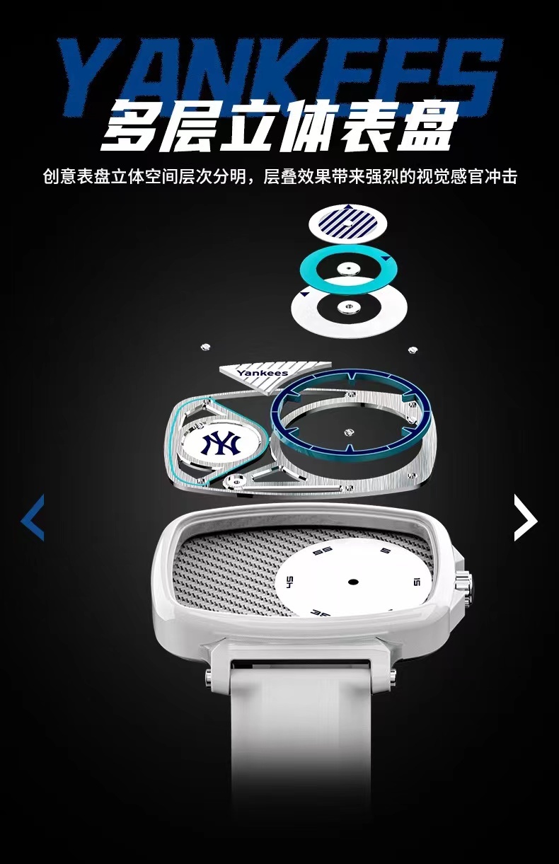 商品[国内直发] MLB|欧美潮流创意潮酷表盘中性情侣潮流女士小众腕表MLB-NY22064-WP58,价格¥517,第3张图片详细描述