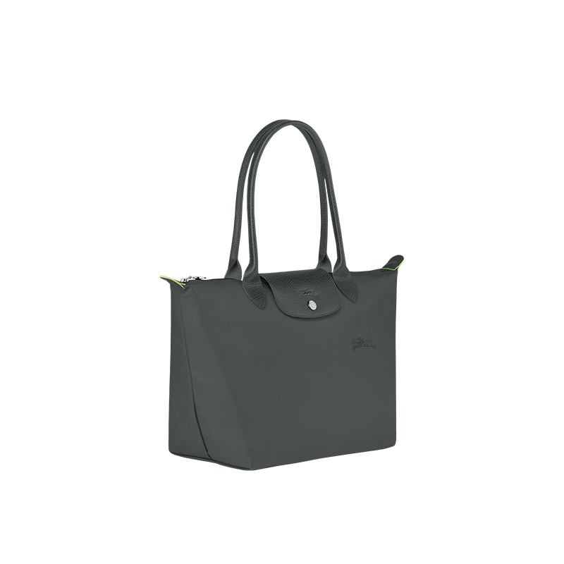 商品Longchamp|LONGCHAMP/珑骧 女士灰色帆布银色五金按扣拉链开合中号托特包,价格¥996,第3张图片详细描述