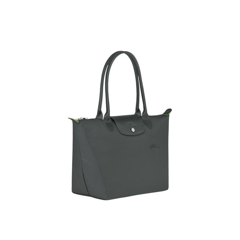 商品Longchamp|LONGCHAMP/珑骧 女士灰色帆布银色五金按扣拉链开合中号托特包,价格¥972,第3张图片详细描述